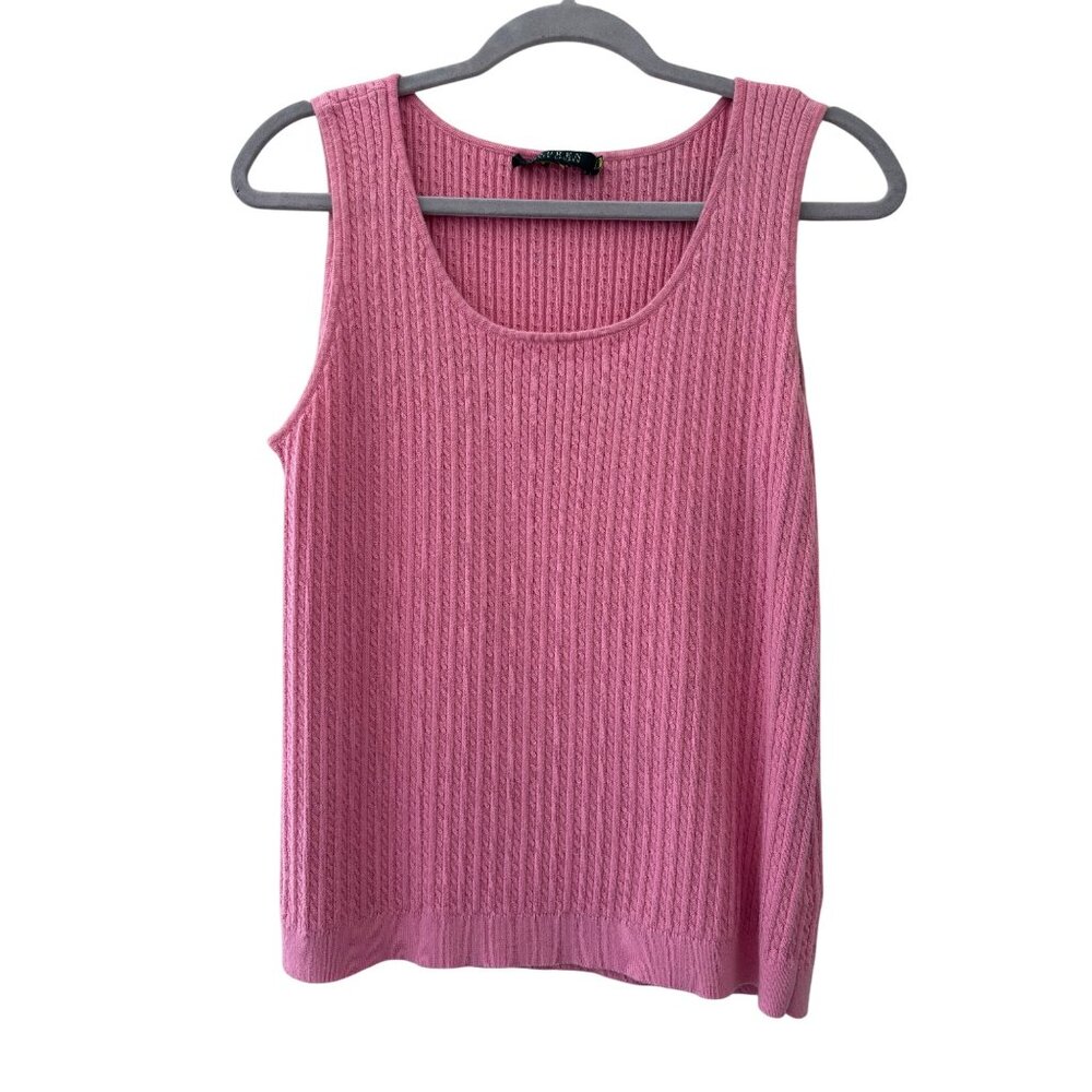 Lauren Ralph Lauren Pink Cable Knit Sleeveless Tank Top Womens M